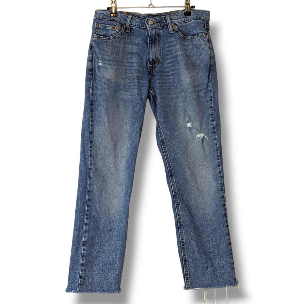 Levi's 541 Ankle 30x25 Raw Hem Light Wash Lightly Distressed Jeans
